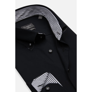 Camicia Uomo Botton Down Taylor Fit Popeline No Iron Unito Nero