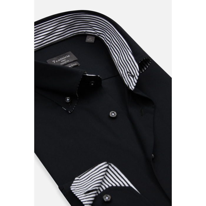 Camicia Uomo Botton Down Taylor Fit Popeline No Iron Unito Nero