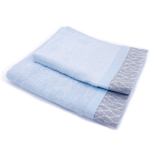 Set Spugna VENTOTENE 2 Pezzi: Viso+Ospite - Azzurro - 450 gr/m² - Puro Cotone