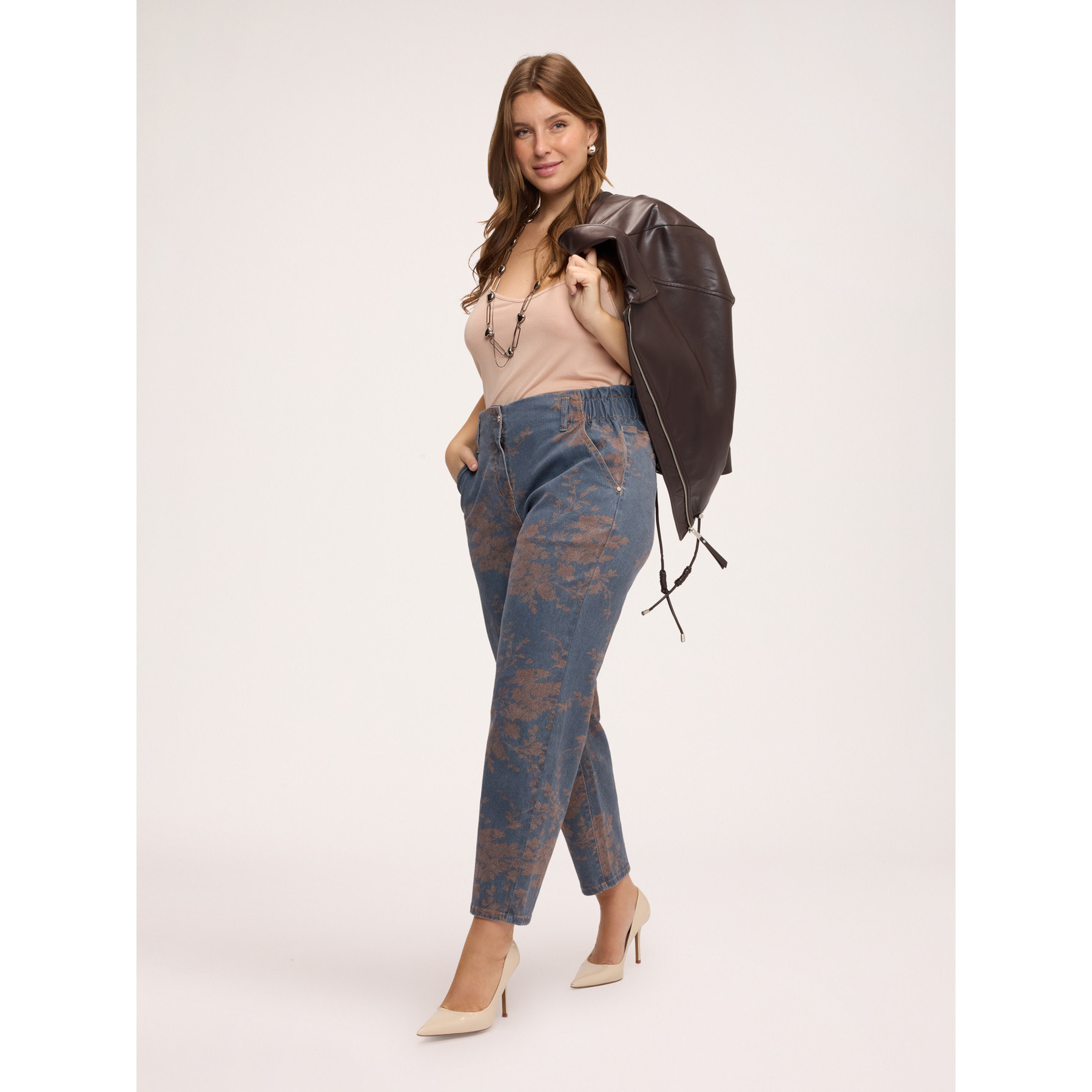 Fiorella Rubino - Top in jersey di viscosa con scollo a V - Rosa