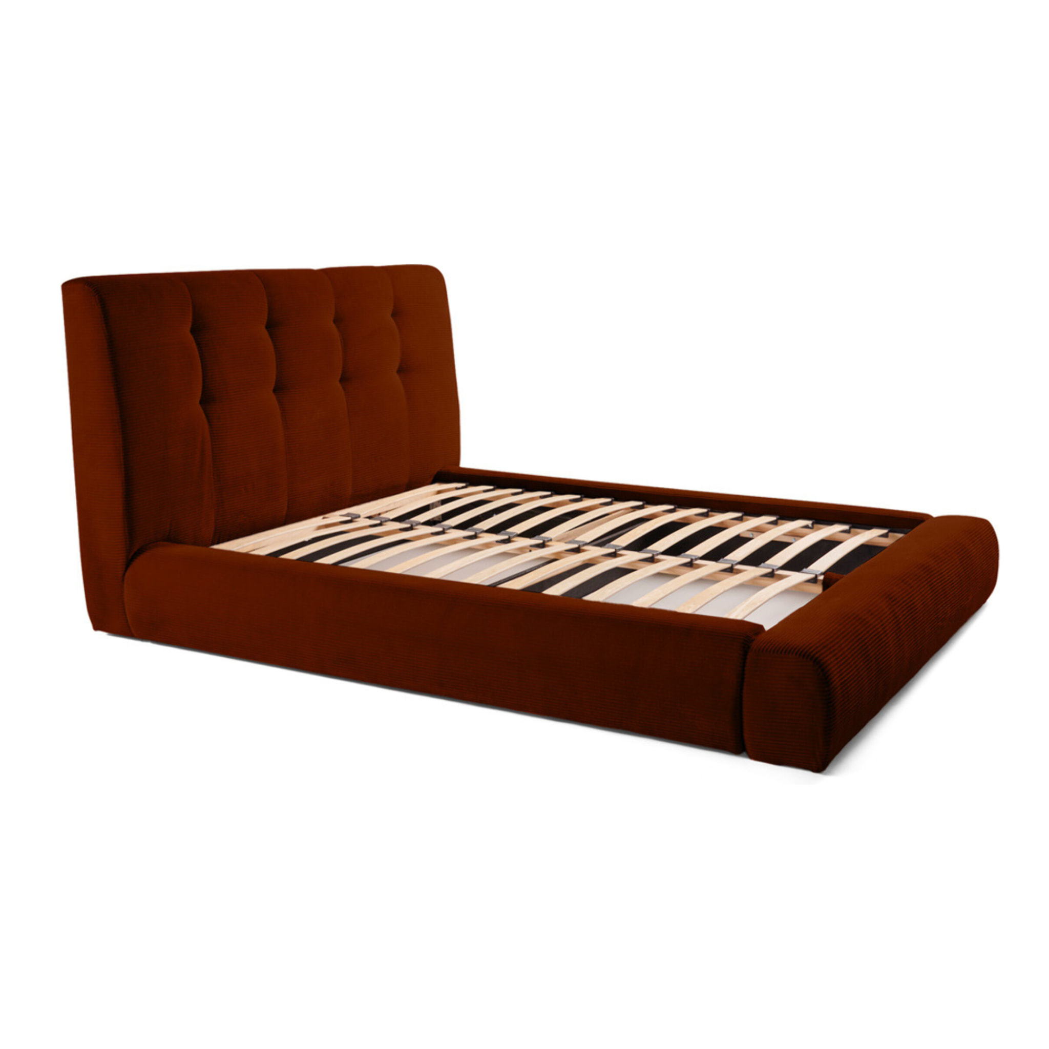 Onyx - lit coffre - 140x190 cm - en velours côtelé - sommier inclus - Terracotta