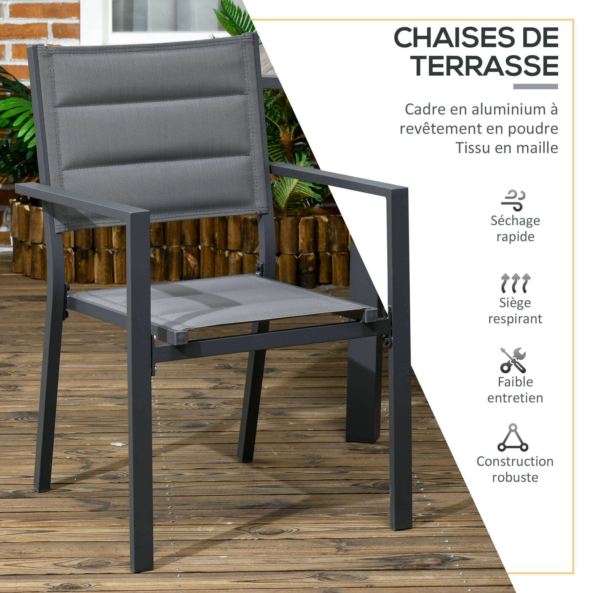 Salon de jardin extensible 12 personnes – Table et chaises empilables