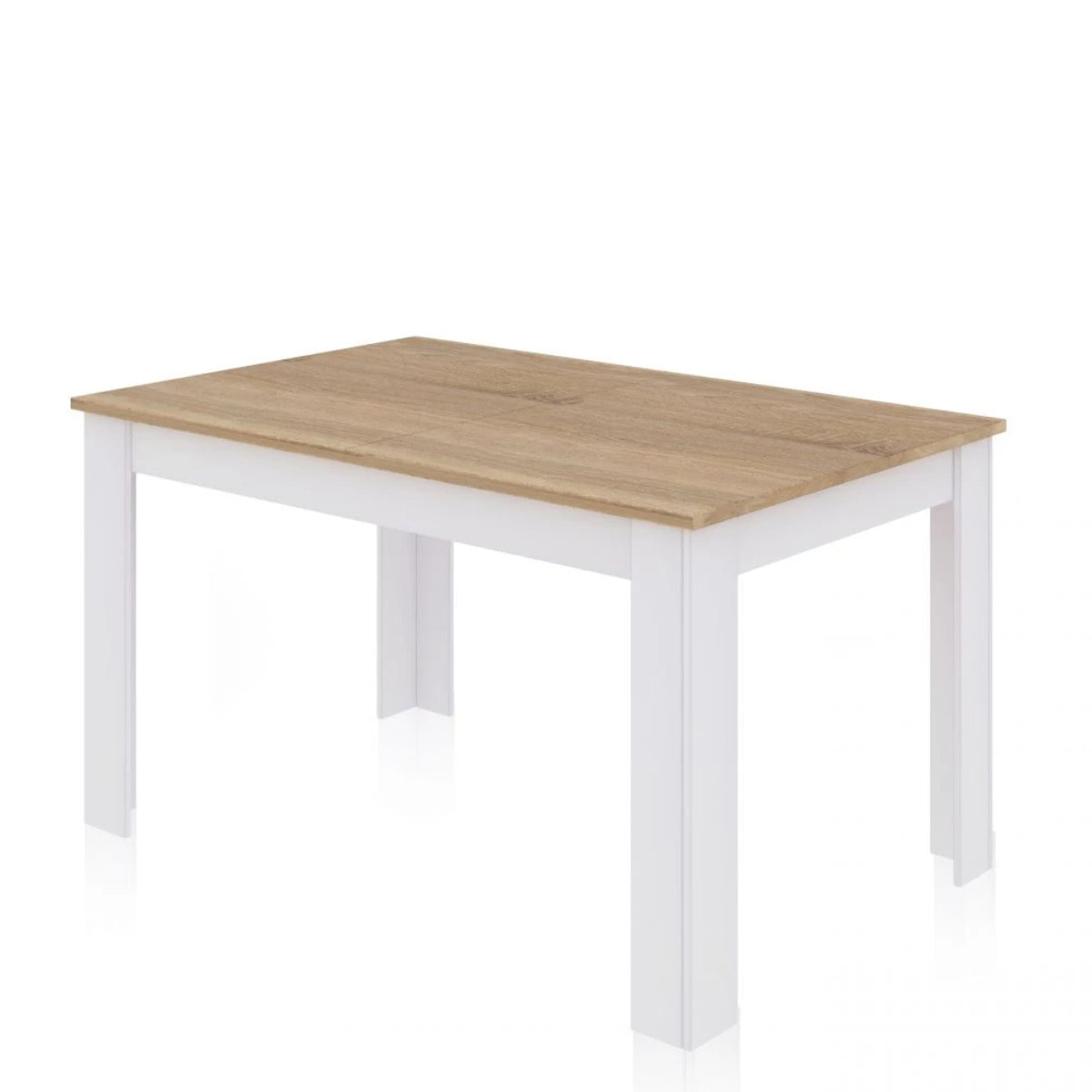Mesa de comedor extensible Danna 123 Blanco Artik (Blanco Mate) - Roble Canadian