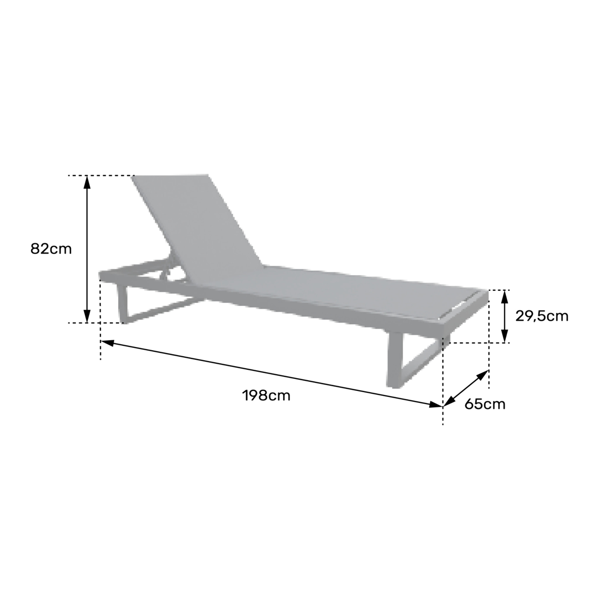 Bain de soleil en aluminium avec coussin gris PALOMINOS