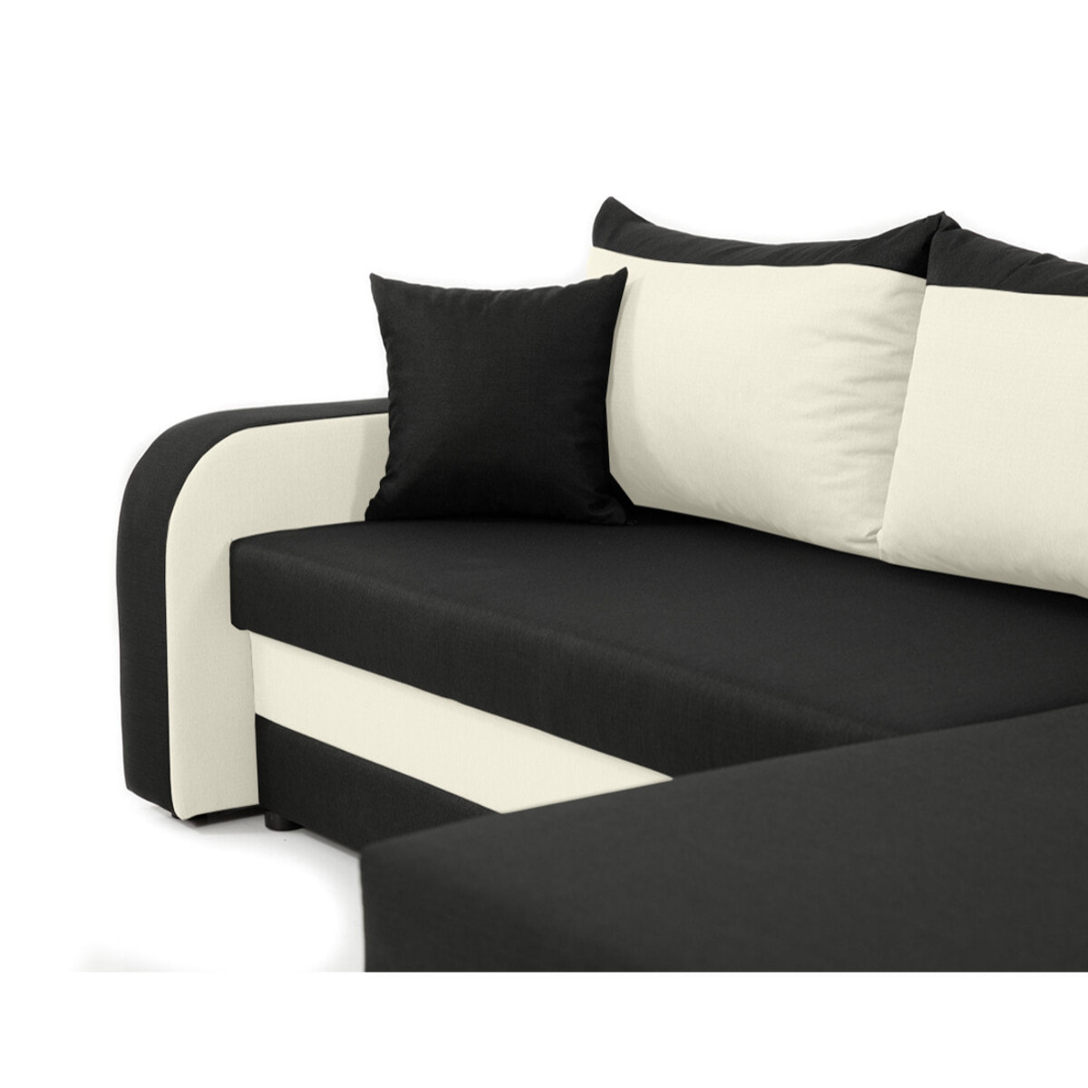 Valos - canapé d'angle réversible - 4 places - convertible avec coffre - en velours - Noir / Blanc