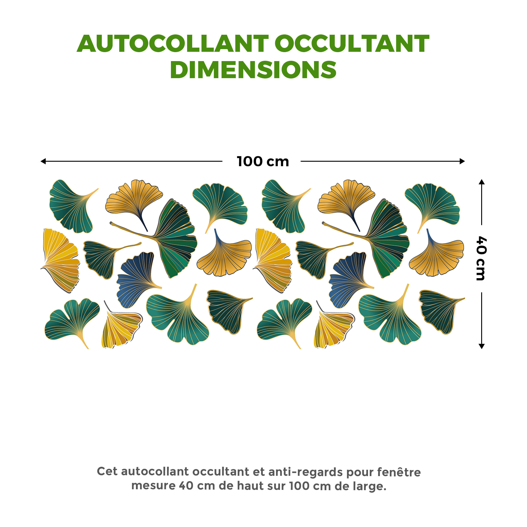 Adhésif Film Fenêtre Anti Regard Occultant - FEUILLES GINKGO AUTOMNE