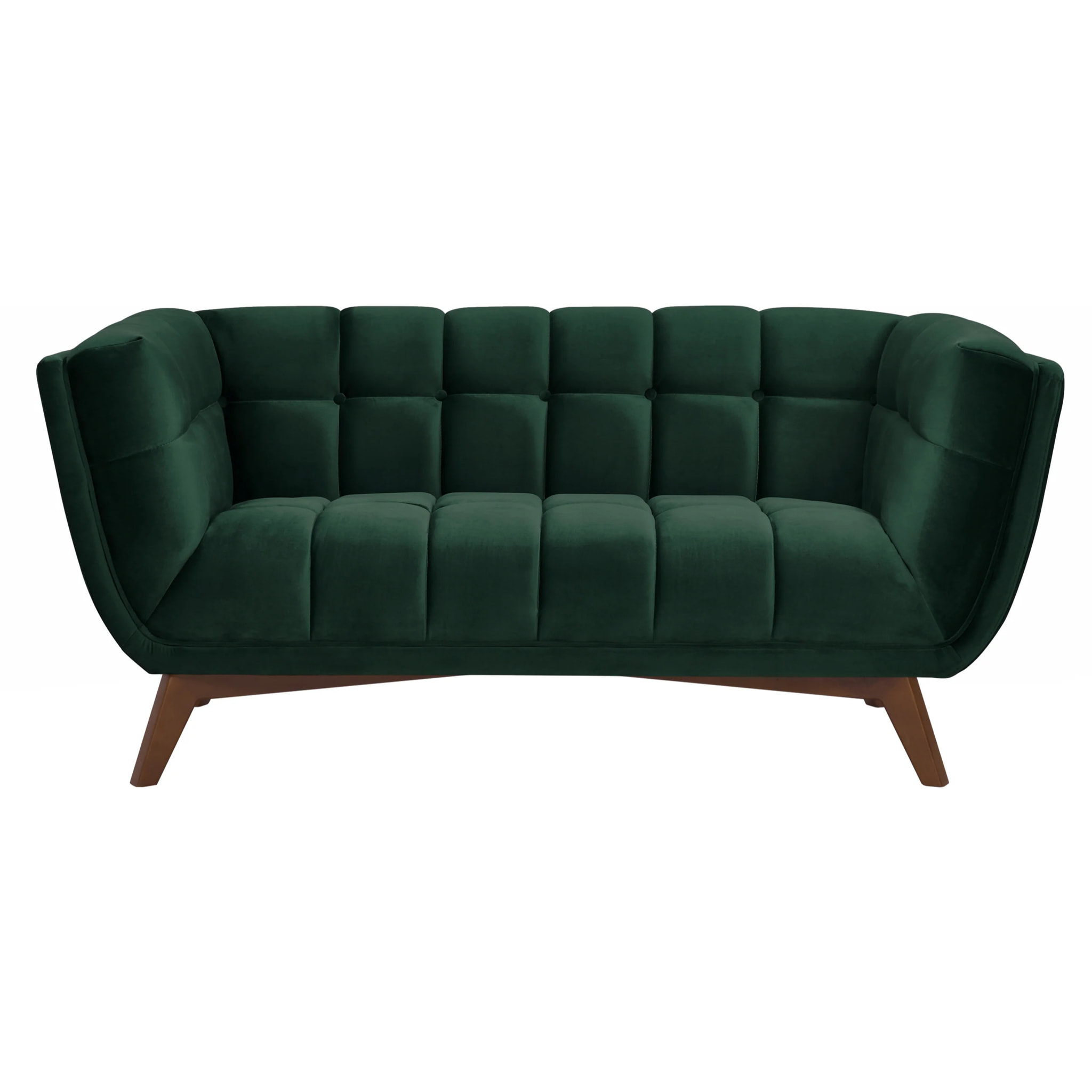 Canapé 2 places en velours vert foncé - Mona