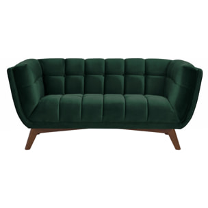 Canapé 2 places en velours vert foncé - Mona