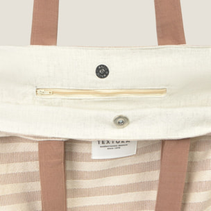 Bolso de playa de algodón con rayas Luribol color marron beige 100% Algodón