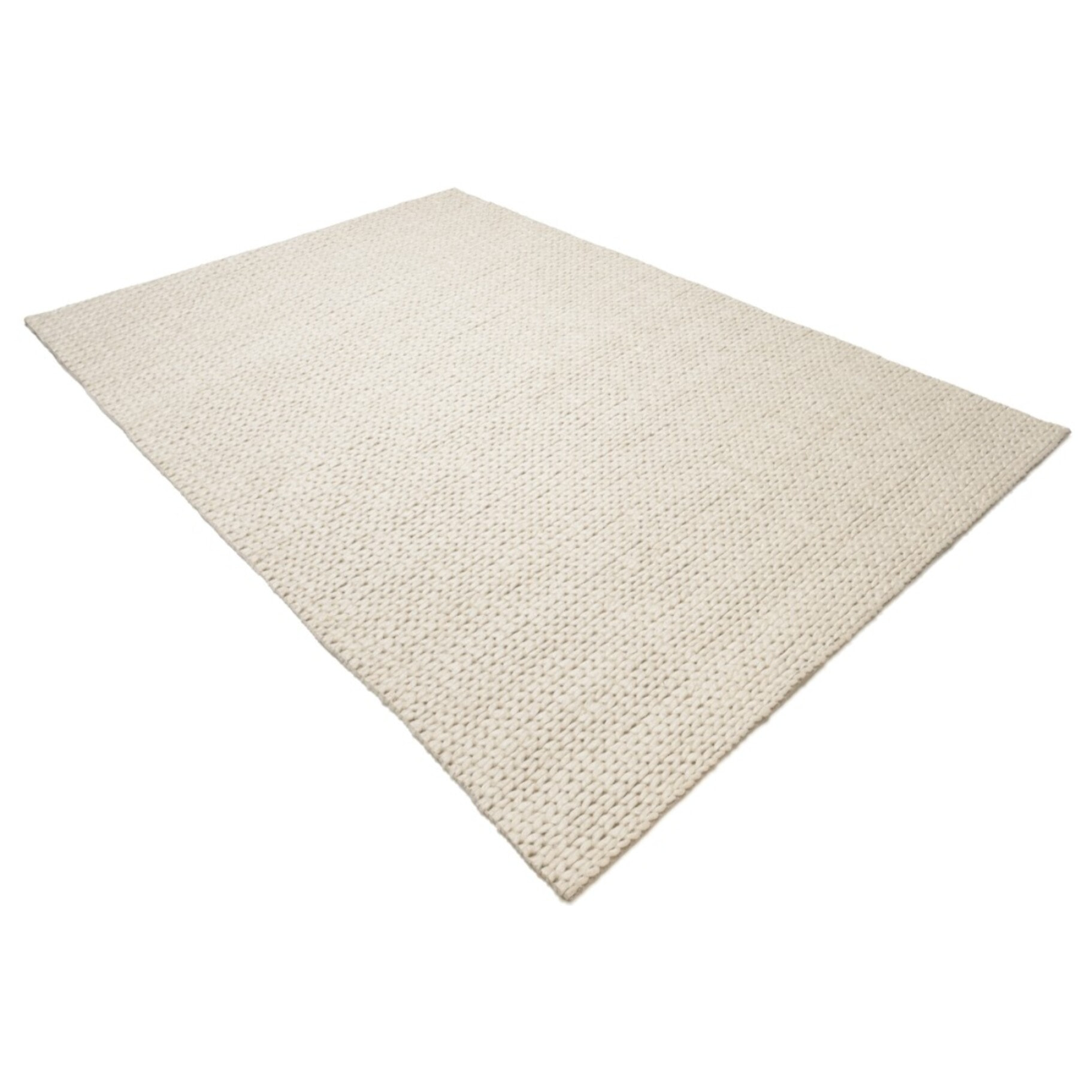 QUENTIN - Tapis rectangulaire 160x230cm en laine tissée couleur écru