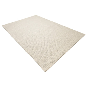 QUENTIN - Tapis rectangulaire 160x230cm en laine tissée couleur écru