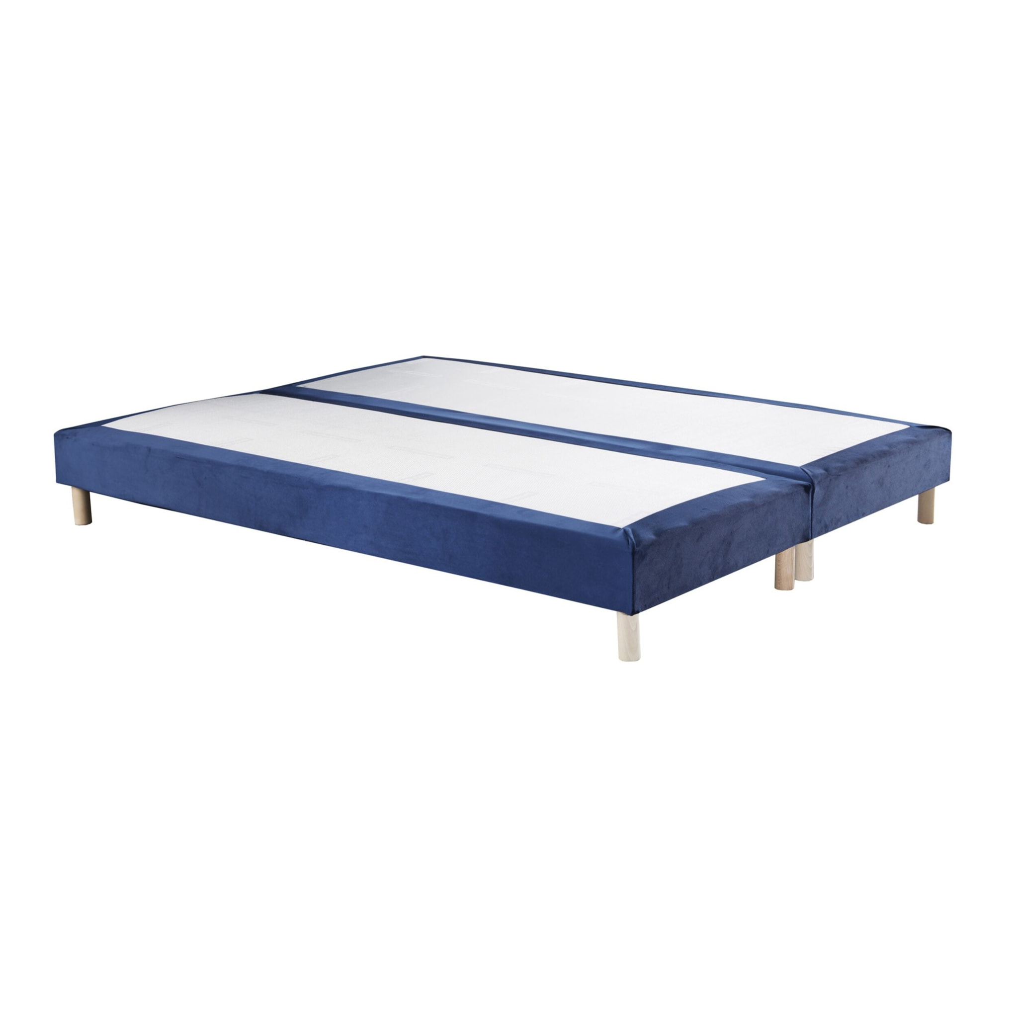 Sommier tapissier décoration bleu velours, 11 cm