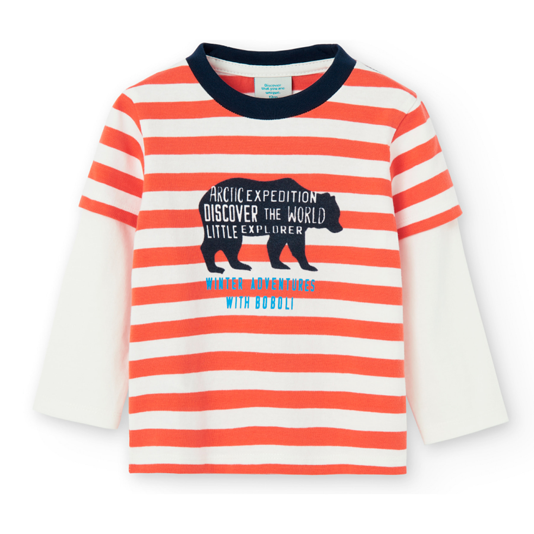 Camiseta punto listada de bebé niño