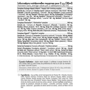 Natural Detox - Concentré à diluer à base d'extraits de plantes - Elimination des toxines - Drainage hépato-biliaire - Vegan - Cure 15j - Goût cerise - Flacon 500ml