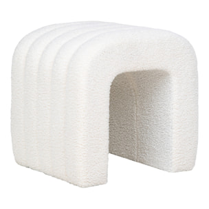 Pouf Colma in bouclé bianco forma arcata 42x41x36 cm