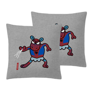 2 Fundas de almohada 65x65 cm Kukuxumusu Spiderman - 100% algodón -