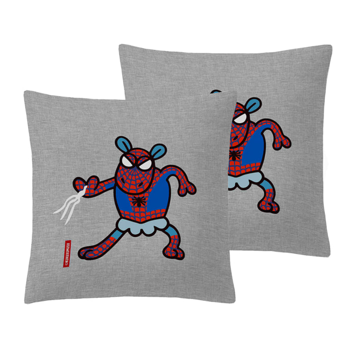2 Fundas de almohada 65x65 cm Kukuxumusu Spiderman - 100% algodón -