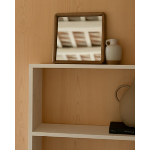 Estantería de madera maciza tono blanco con 3 estantes Alto: 146 Largo: 80 Ancho: 20