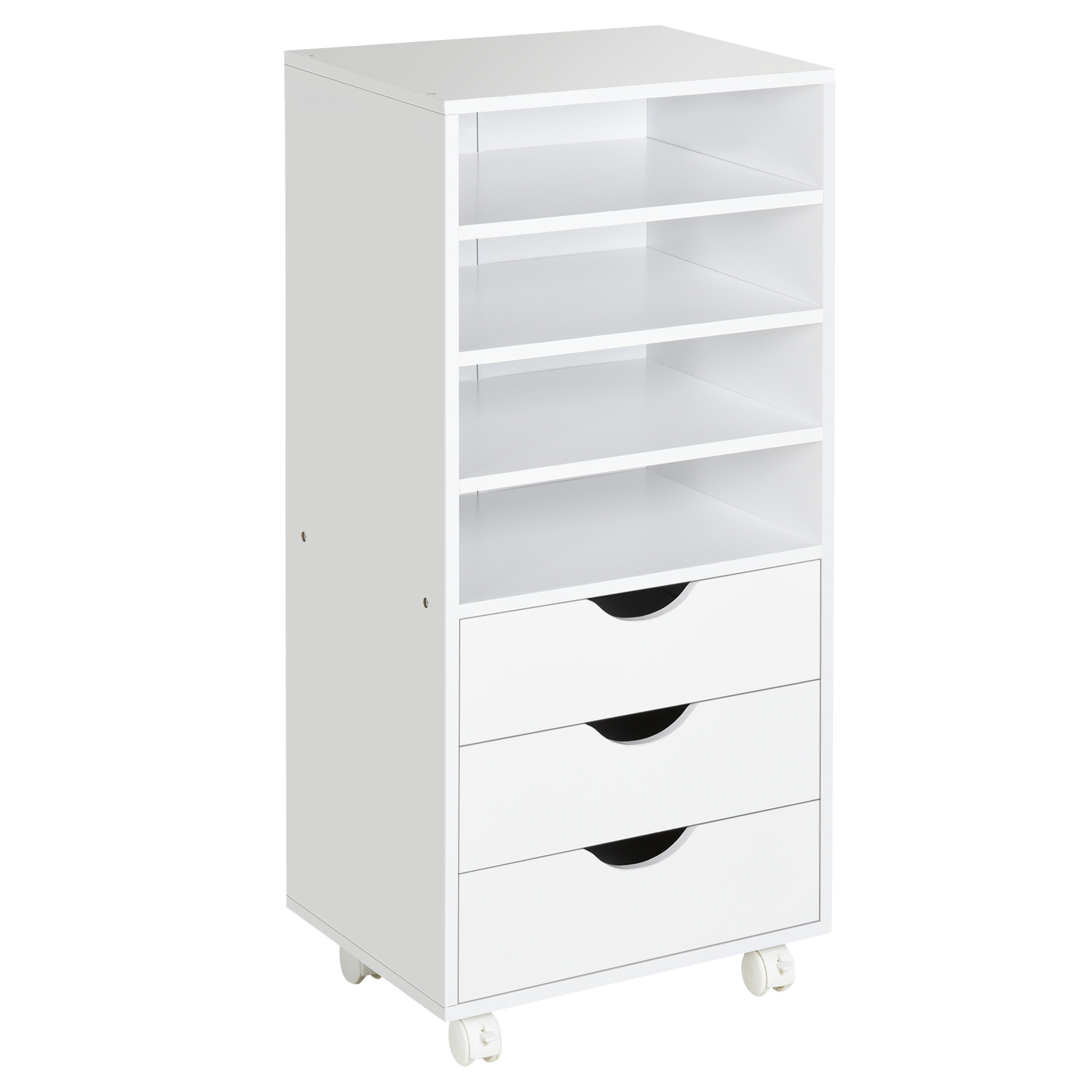 Mueble Auxiliar para Oficina con Ruedas 40x30x83cm Blanco