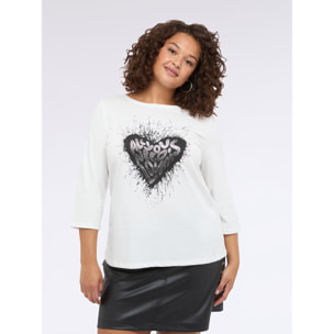 Fiorella Rubino - Camiseta de punto jersey con estampado rock - Blanco