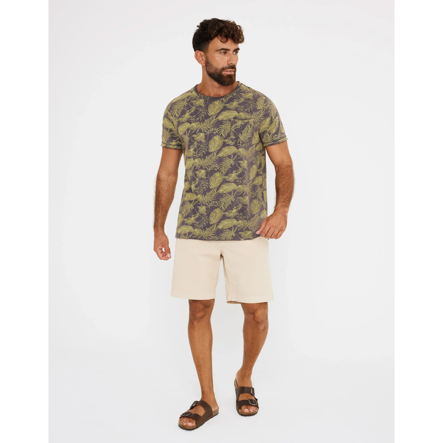 Camiseta Manga Corta Estampado Hojas - Mauicam