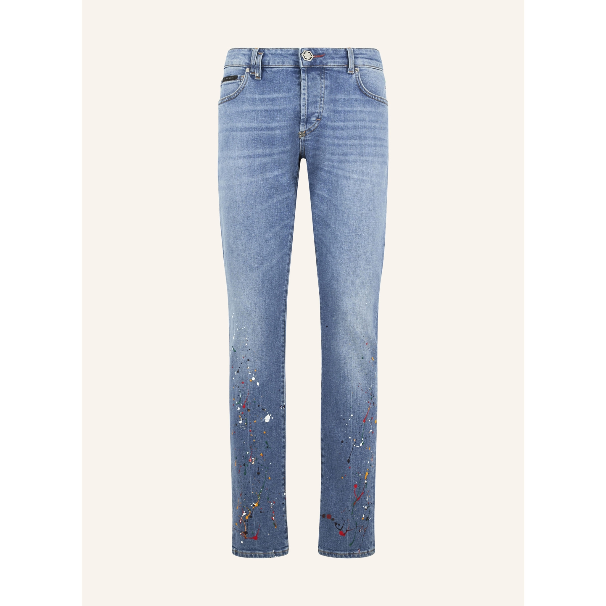 PHILIPP PLEIN Super Straight Cut Jeans Paint
