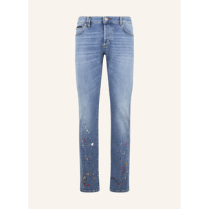 PHILIPP PLEIN Super Straight Cut Jeans Paint