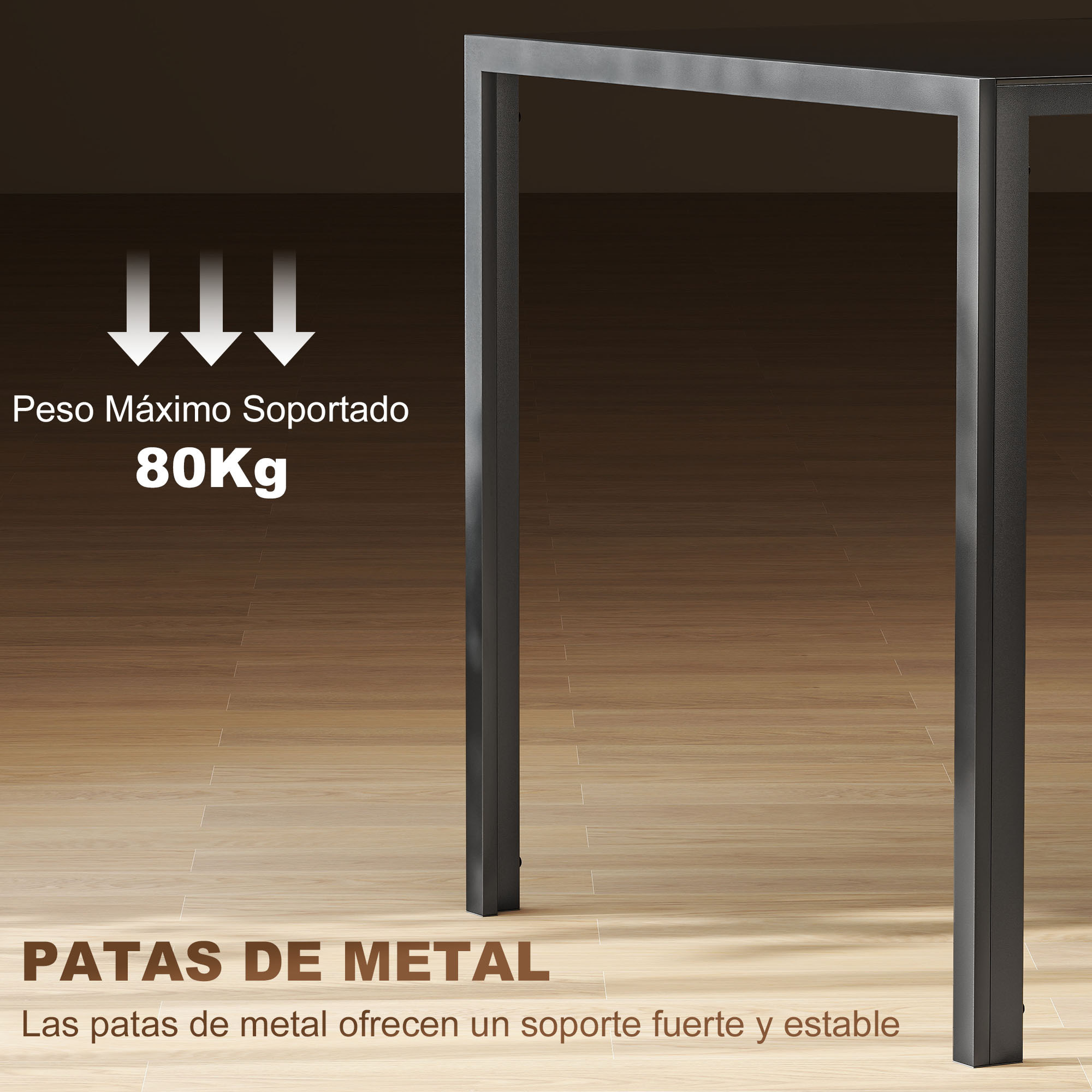 Mesa de Comedor de Cristal, Mesa Rectangular para 6 Personas con Patas de Metal, para Cocina, Salón, 140x80x75 cm, Negro