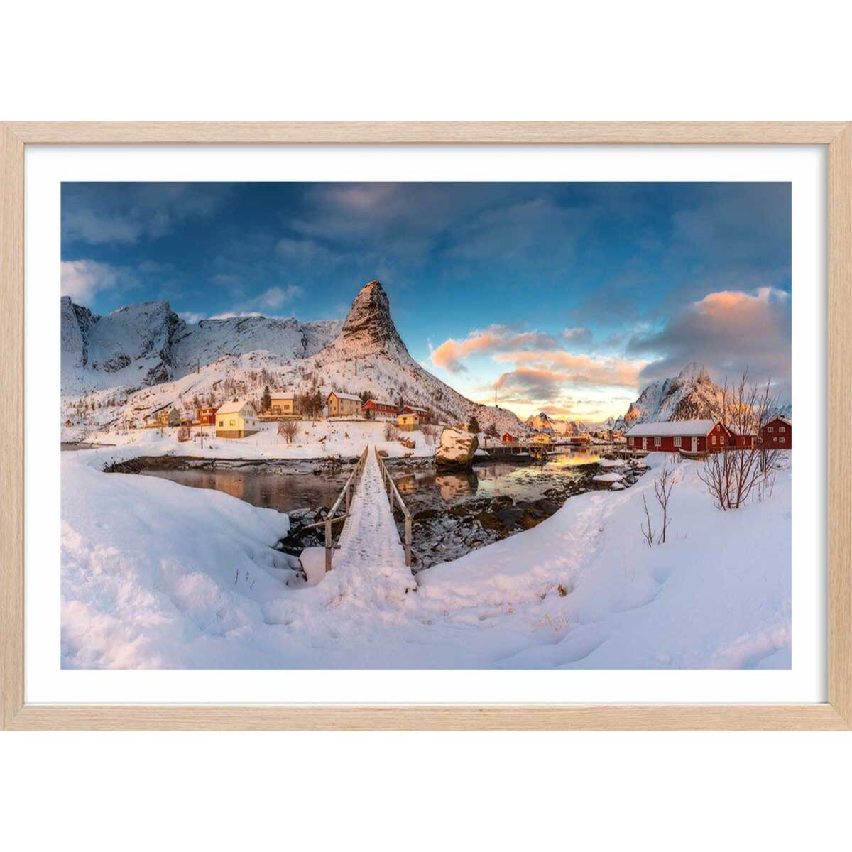 Affiche paysage Reine des Glaces Affiche + cadre en bois - Chêne