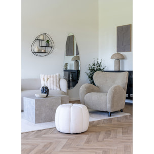 Pouf Paisley Teddy Bianco Panna — Ø48×38 cm, HN1259