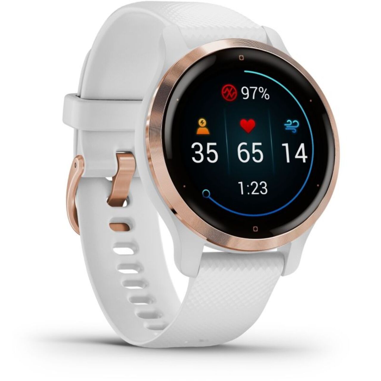 Montre sport GARMIN Venu 2S Rose Gold avec bracelet blanc