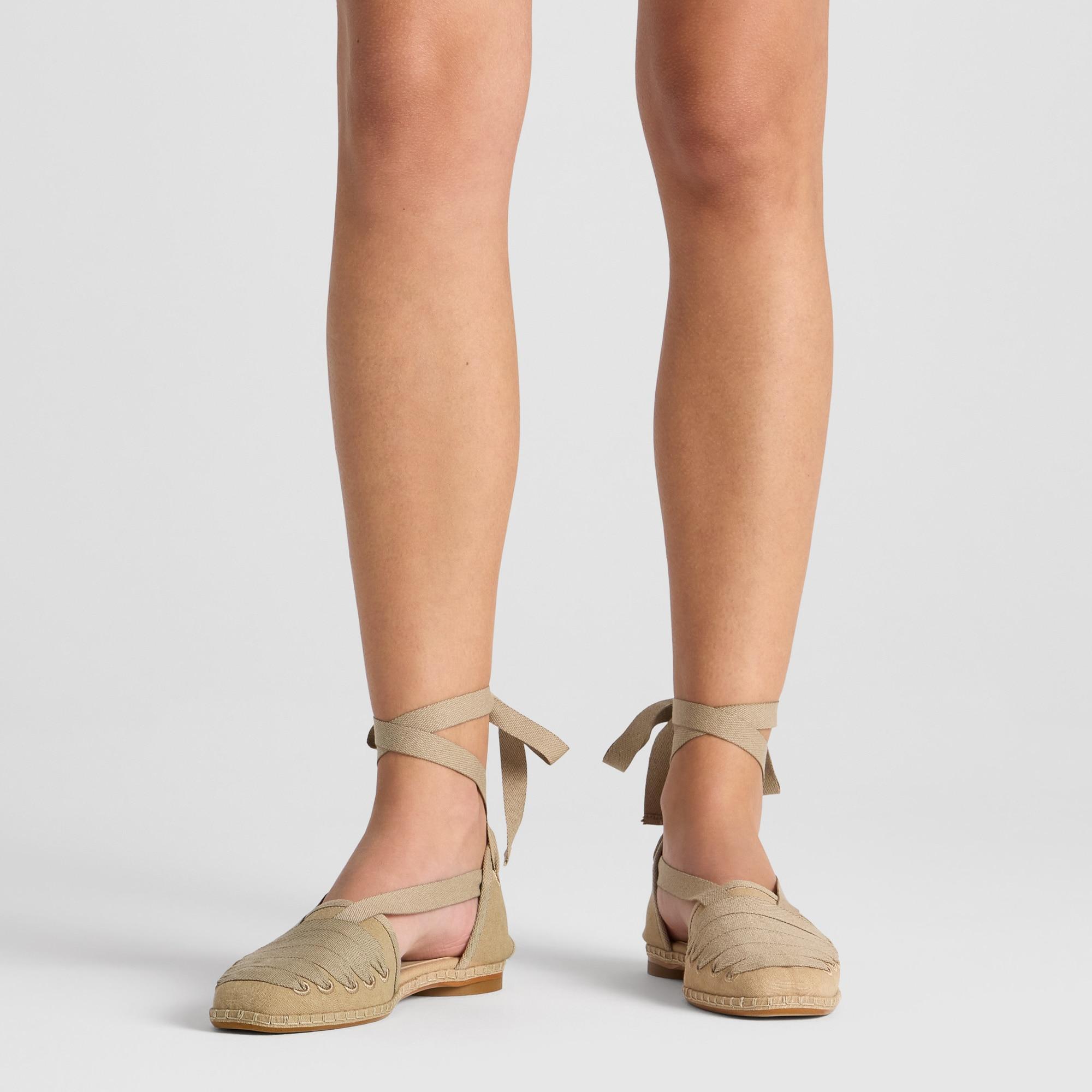 Alpargata plana embetada Glen en algodón con cintas y suela de cuerolite