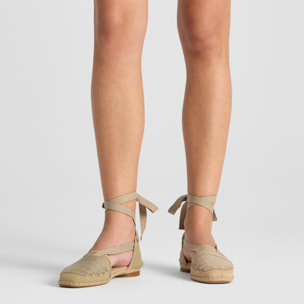 Alpargata plana embetada Glen en algodón con cintas y suela de cuerolite