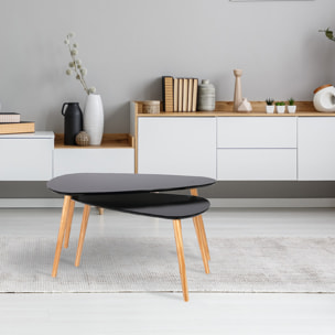 Table Gigogne Bois Galet Noir