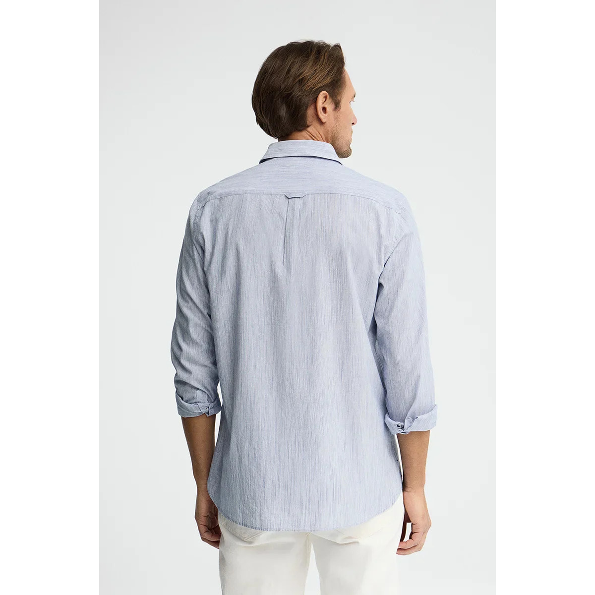 Camicia cotolino a righe blu regular fit con ricamo Polo Club