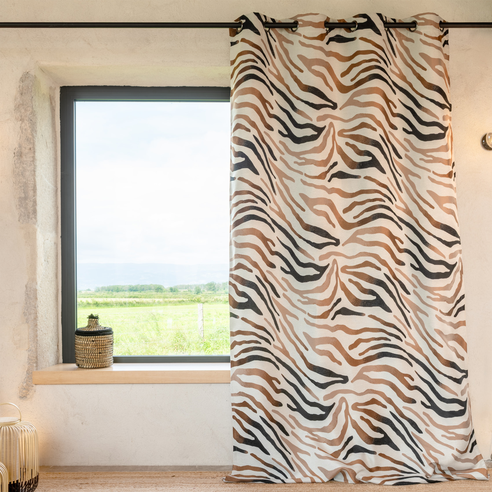 Rideau motif zèbre dégradé - Jaune Ocre