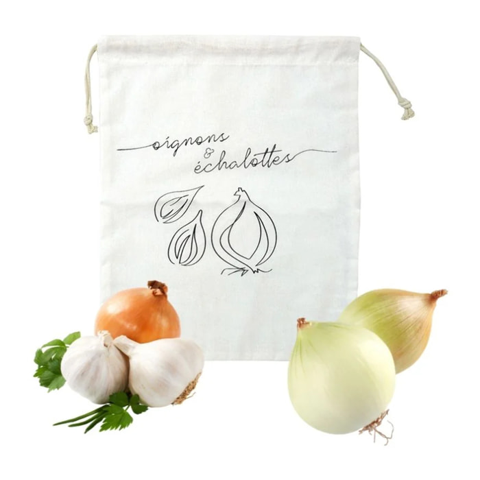 Sac de conservation pour oignons et échalottes en coton Fackelmann Nature