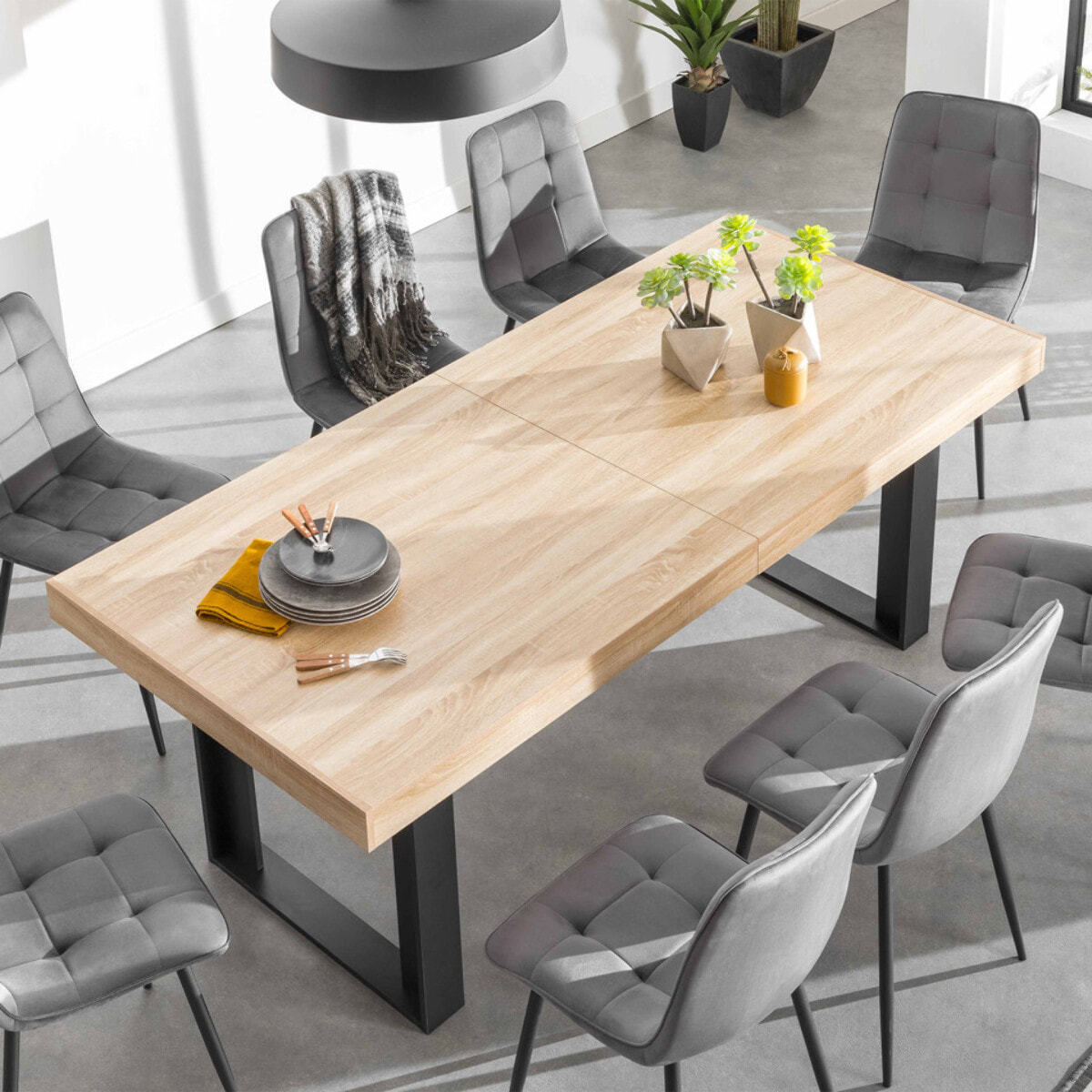 Table repas extensible Brixton - Bois - Noir