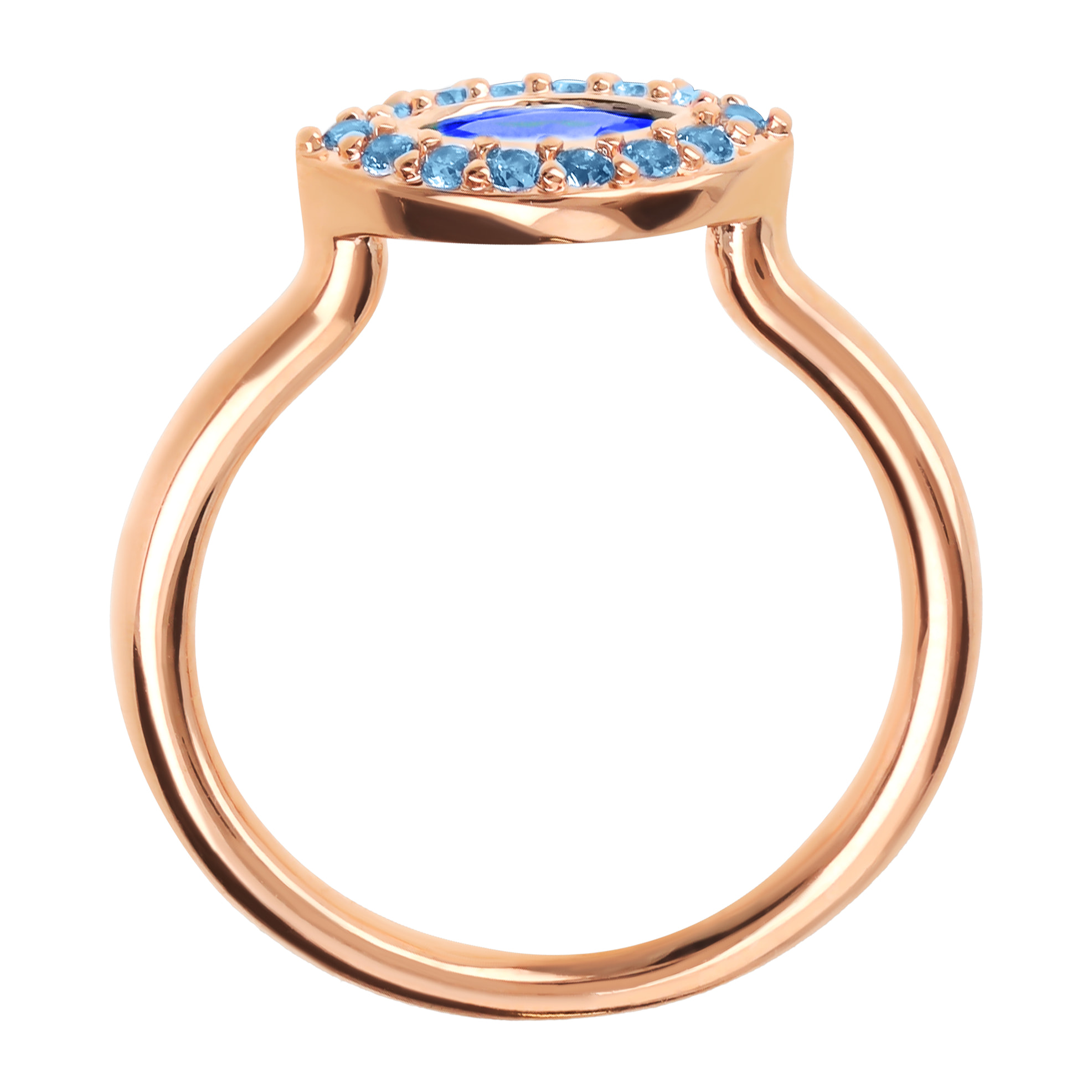 Anello Solitario Marquise con Cubic Zirconia Blu
