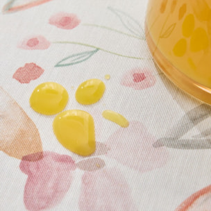 Mantel antimanchas resinado hojas y flores Danila color agua marina 100% Algodón