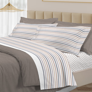 Completo letto riga dots beige 100% cotone