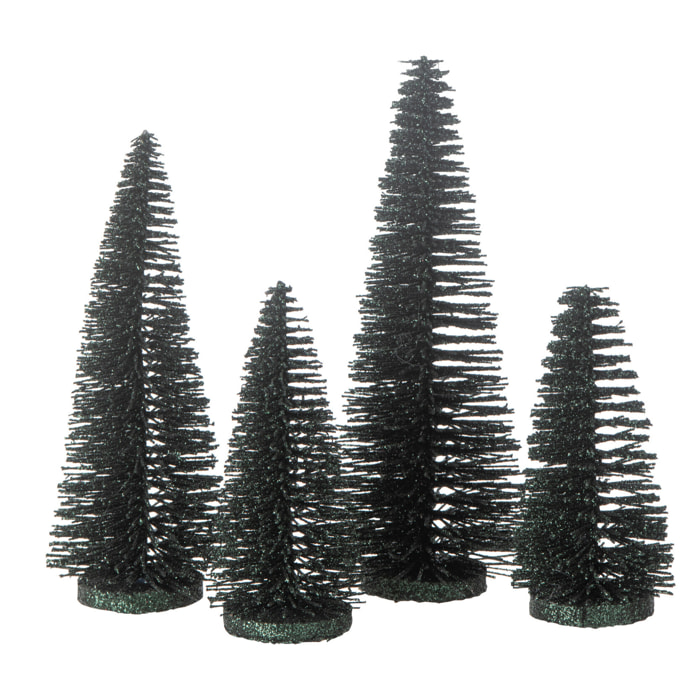 J-Line décoration Sapin de Noël Paillettes - plastique - vert foncé - boîte de 4