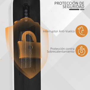 Calefactor Cerámico de Torre 1200W/2000W con Mando a Distancia Termostato Temporizador de 24H y Sistema Antivuelco para Sala de 20 m² 21x21x63,5 cm Blanco y Negro