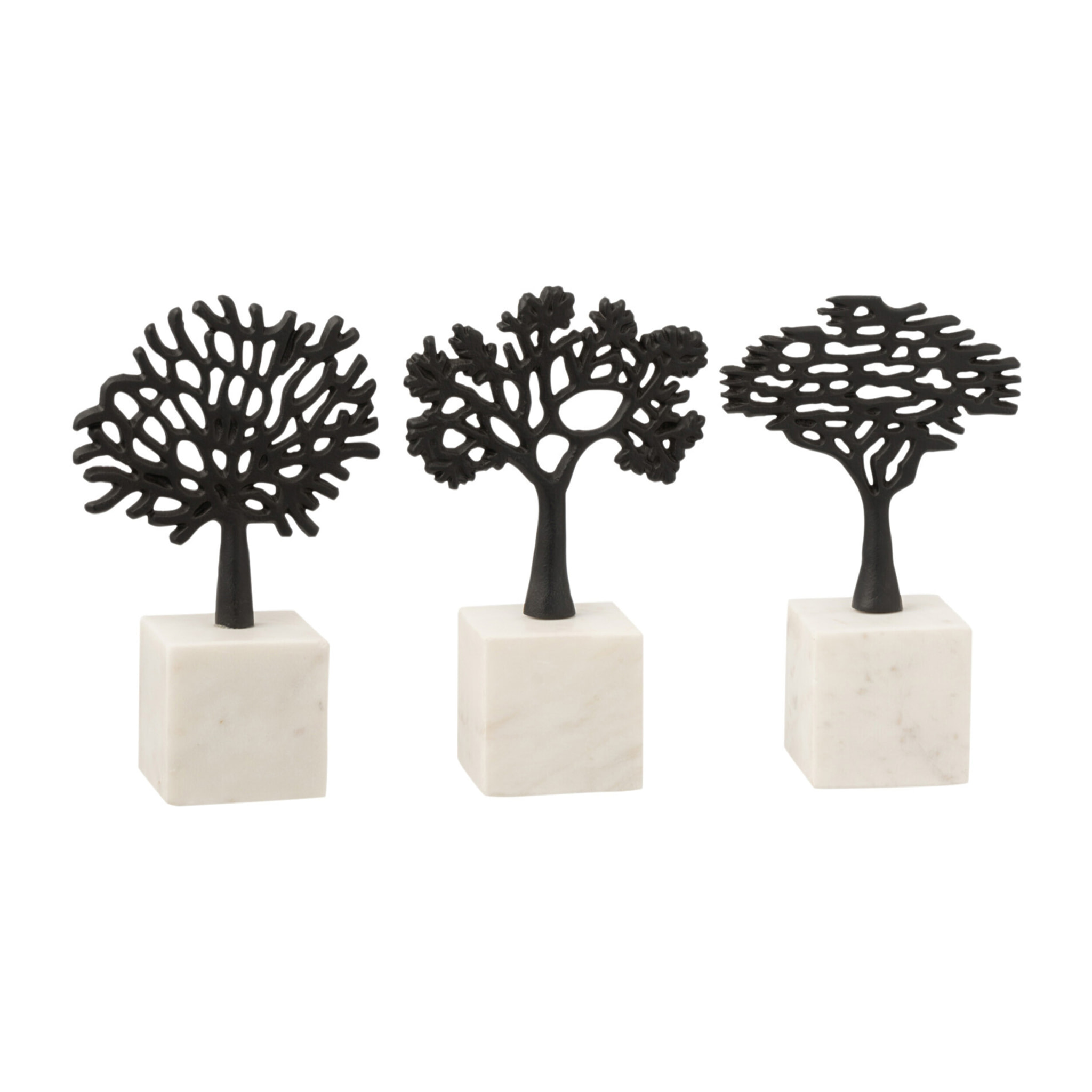 J-Line Arbre + Pied Aluminium/Marbre Noir/Blanc Assortiment De 3