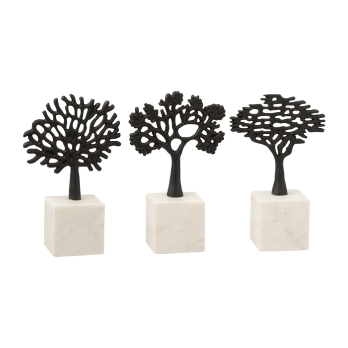 J-Line Arbre + Pied Aluminium/Marbre Noir/Blanc Assortiment De 3