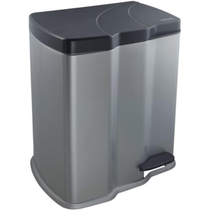 Cubo de Basura con 2 Compartimentos, 7 l + 15 l, Gunnar, Plateado