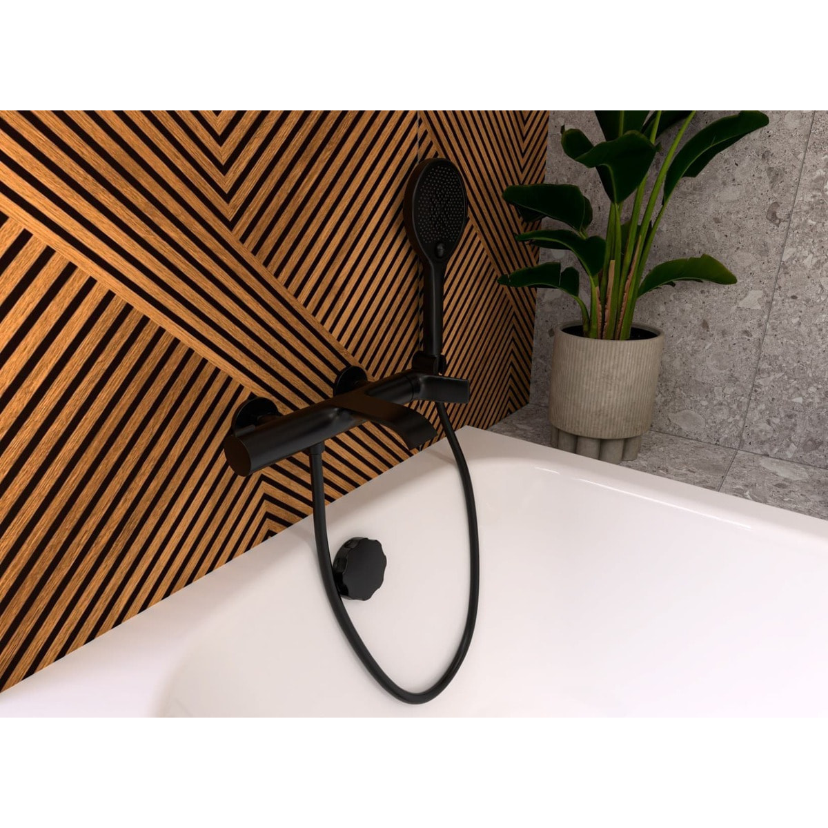 Infinitio mitigeur de baignoire monocommande mural, sans ensemble de douche, noir mat SATBSINF222C avec une garantie de 5 ans