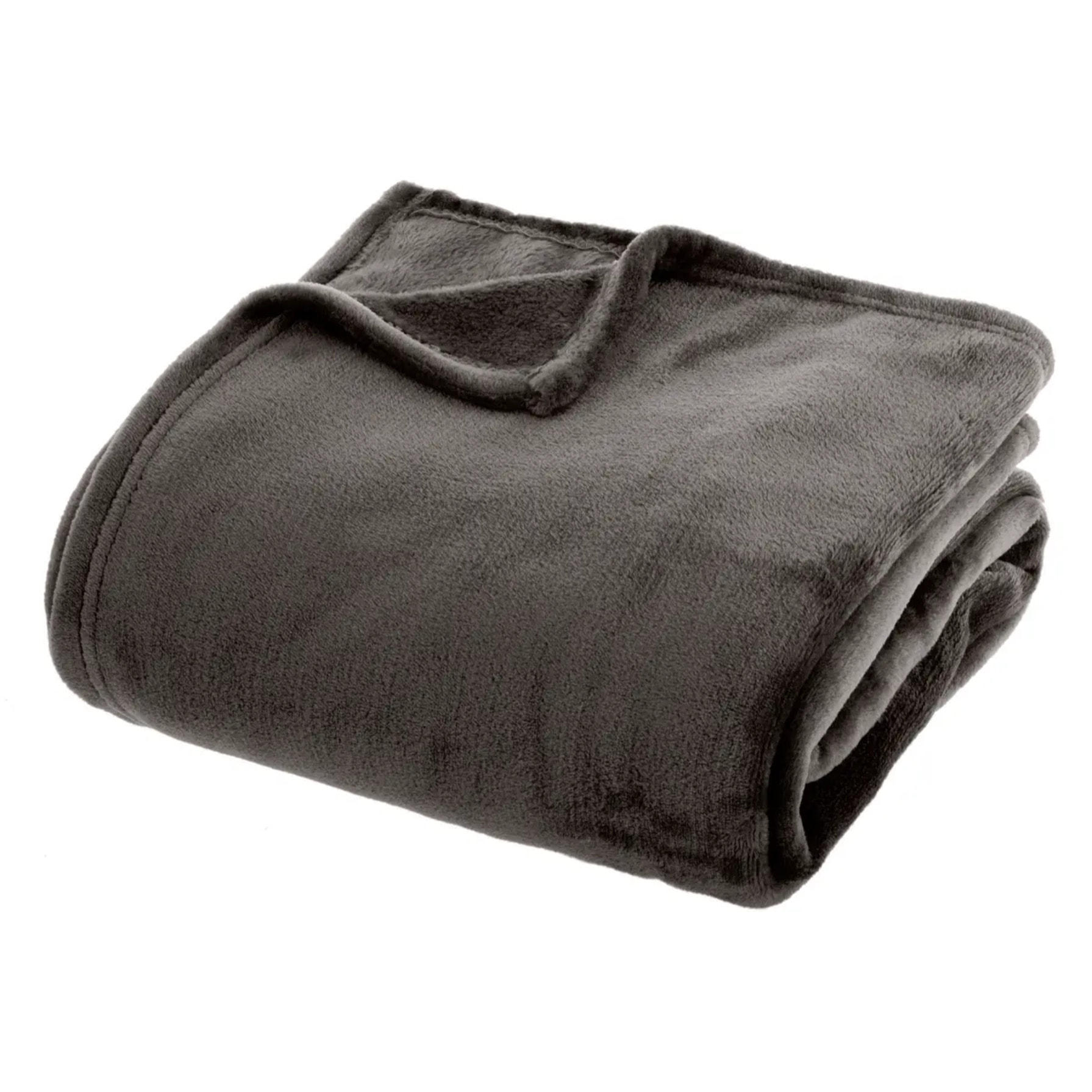 Plaid uni en flanelle - gris foncé 180x230 cm
