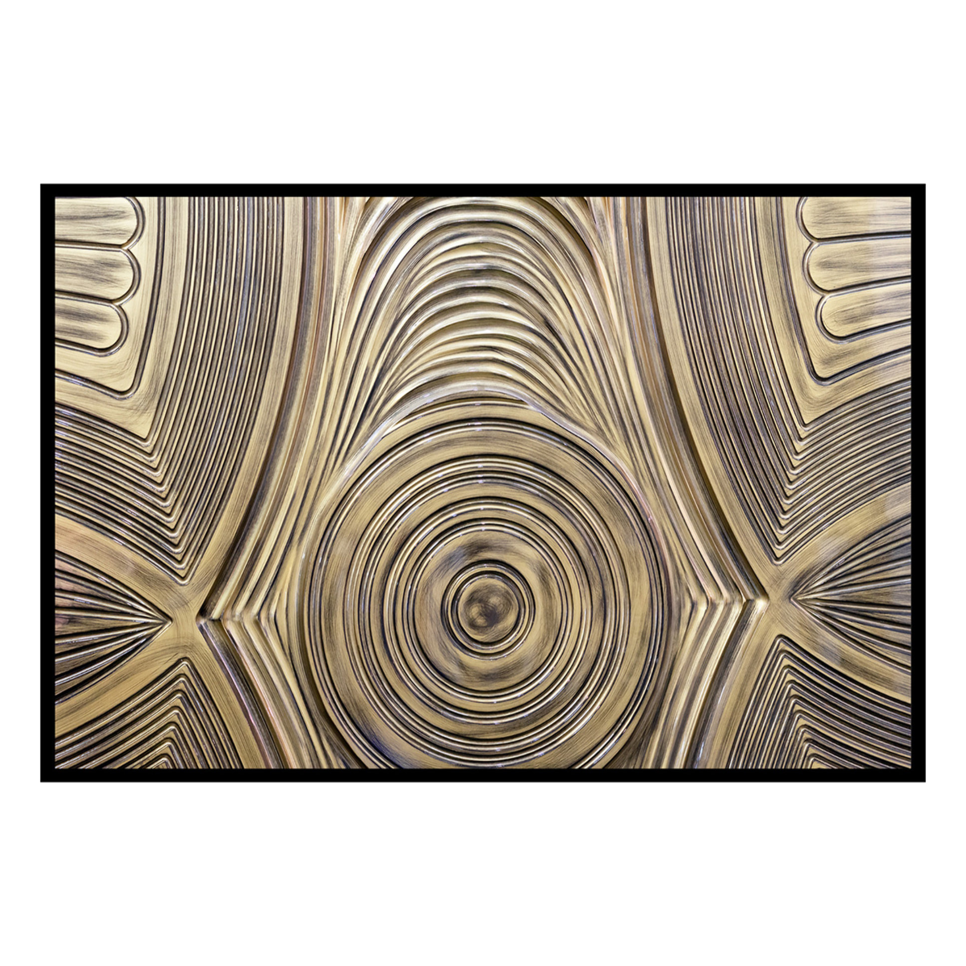 Affiche encadrée motif abstrait cercles design gris Affiche + cadre en métal - Noir