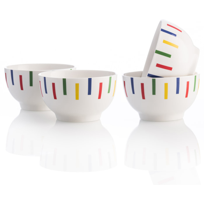 Set 4pcs bols  diseño rayas de colores  benetton